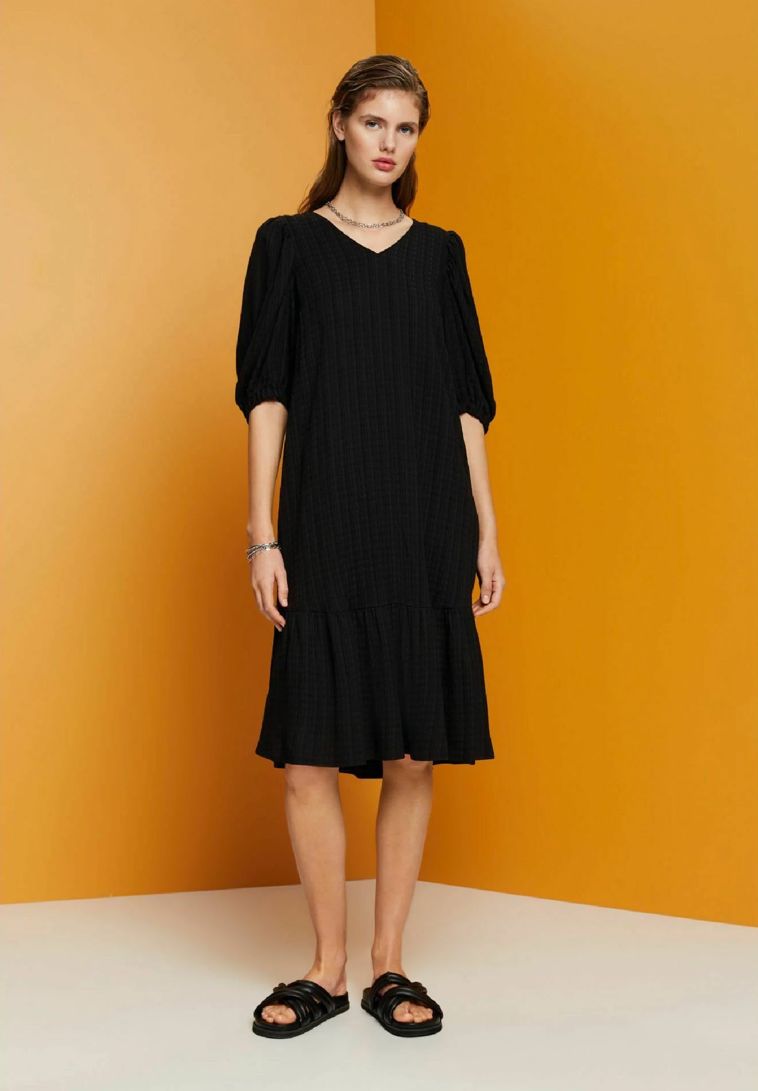 Edc By Esprit Strukturiertes- Jurk - Black 3 Edc By Esprit Strukturiertes- Jurk - Black - Afbeelding 3