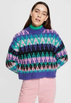 Edc By Esprit Cropped Jacquar - Trui - Bright Blue