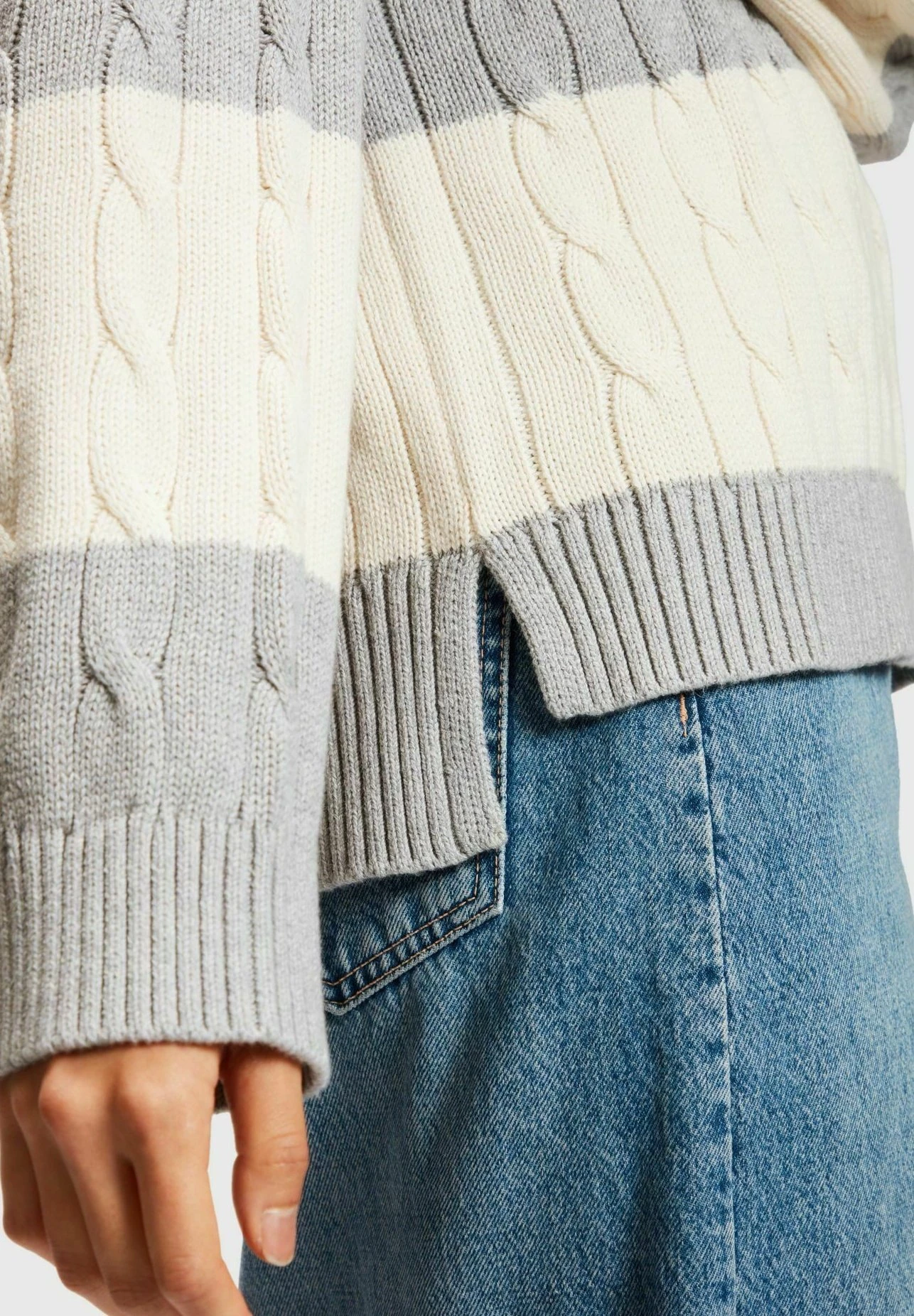 ESPRIT Gestreifter - Trui - Light Grey 4 ESPRIT Gestreifter - Trui - Light Grey - Afbeelding 4