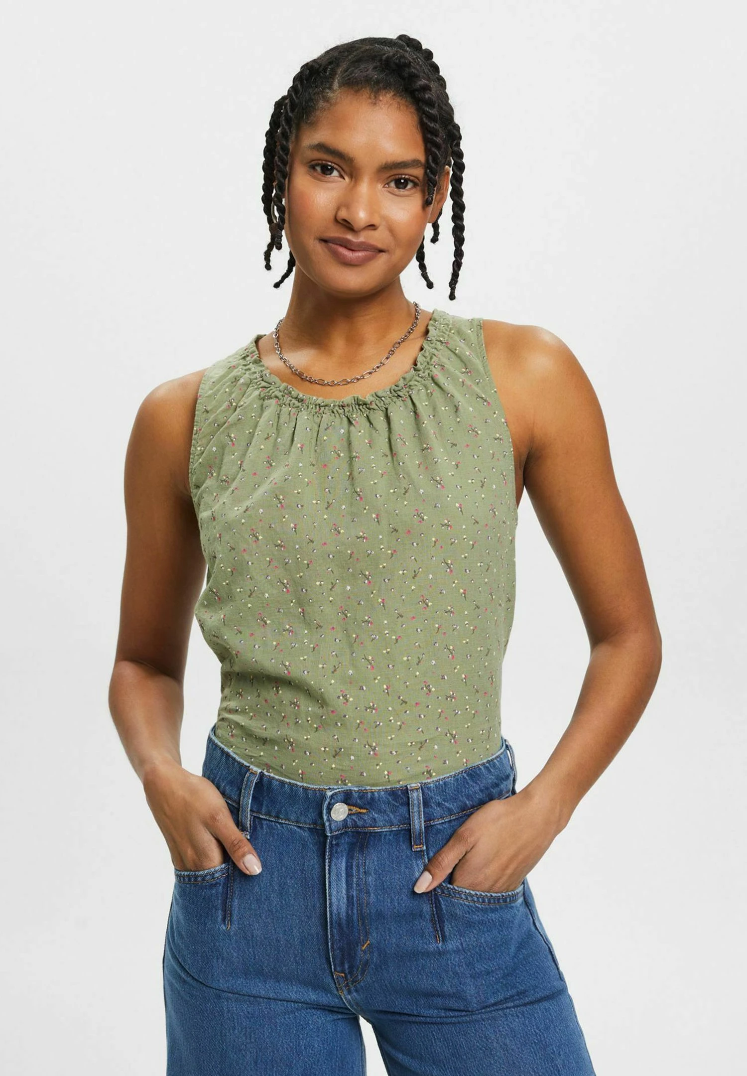 Edc By Esprit Mit Floralem Print - Blouse - Light Khaki 1 Edc By Esprit Mit Floralem Print - Blouse - Light Khaki