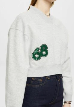 ESPRIT Cropped College Mit Patches - Sweater - Light Grey New -Esprit 3e4191627b324d22b9473566d43bdf5e