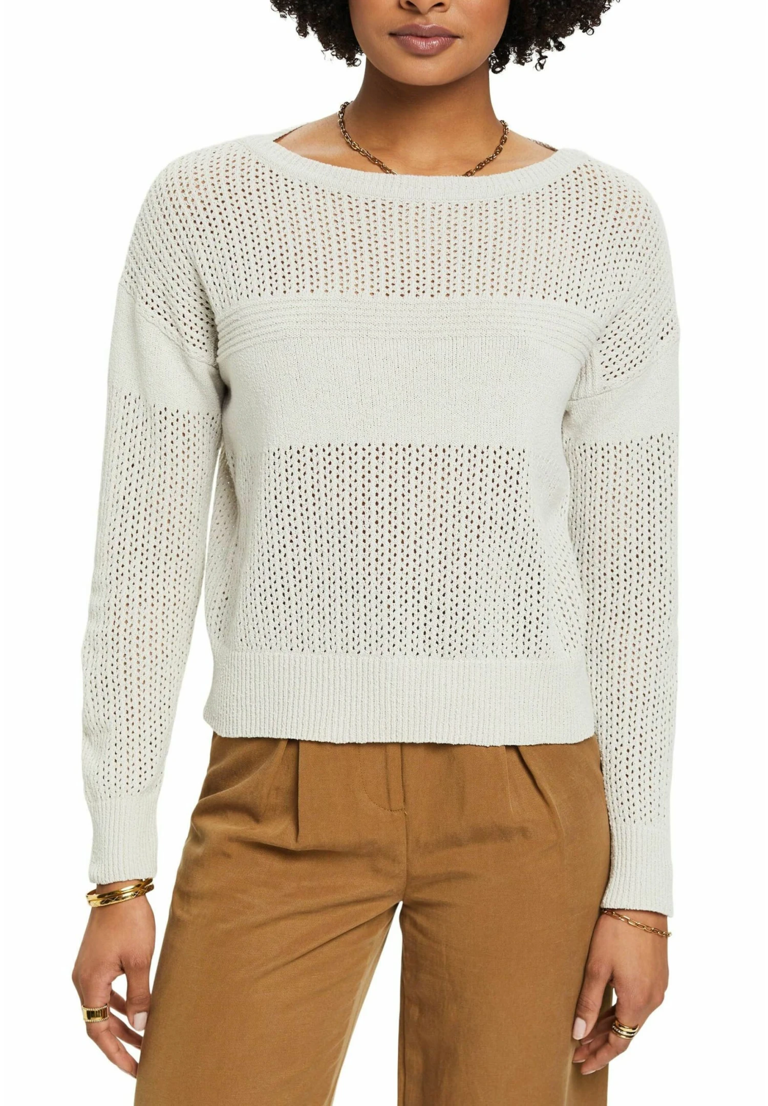 ESPRIT In Pointelle Optik - Trui - Pastel Grey 1 ESPRIT In Pointelle Optik - Trui - Pastel Grey