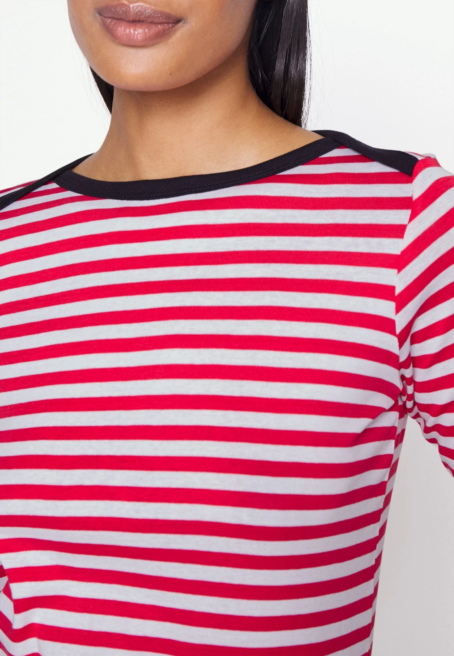 Edc By Esprit Full Needle Striped 3/4 Sleeve Tee - Longsleeve - Red 5 Edc By Esprit Full Needle Striped 3/4 Sleeve Tee - Longsleeve - Red - Afbeelding 5