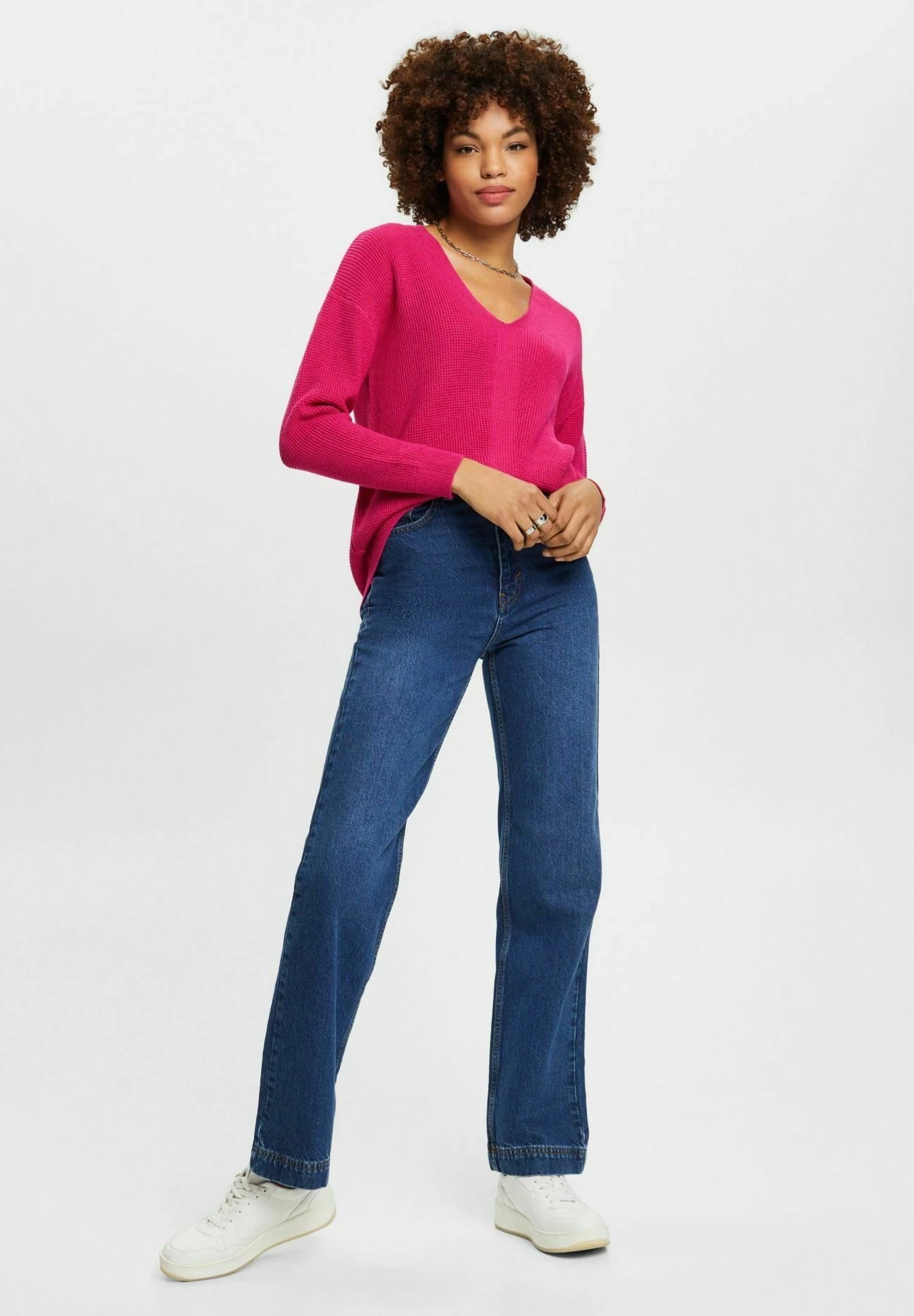 Edc By Esprit Mit V-Ausschnitt - Trui - Pink Fuchsia 2 Edc By Esprit Mit V-Ausschnitt - Trui - Pink Fuchsia - Afbeelding 2