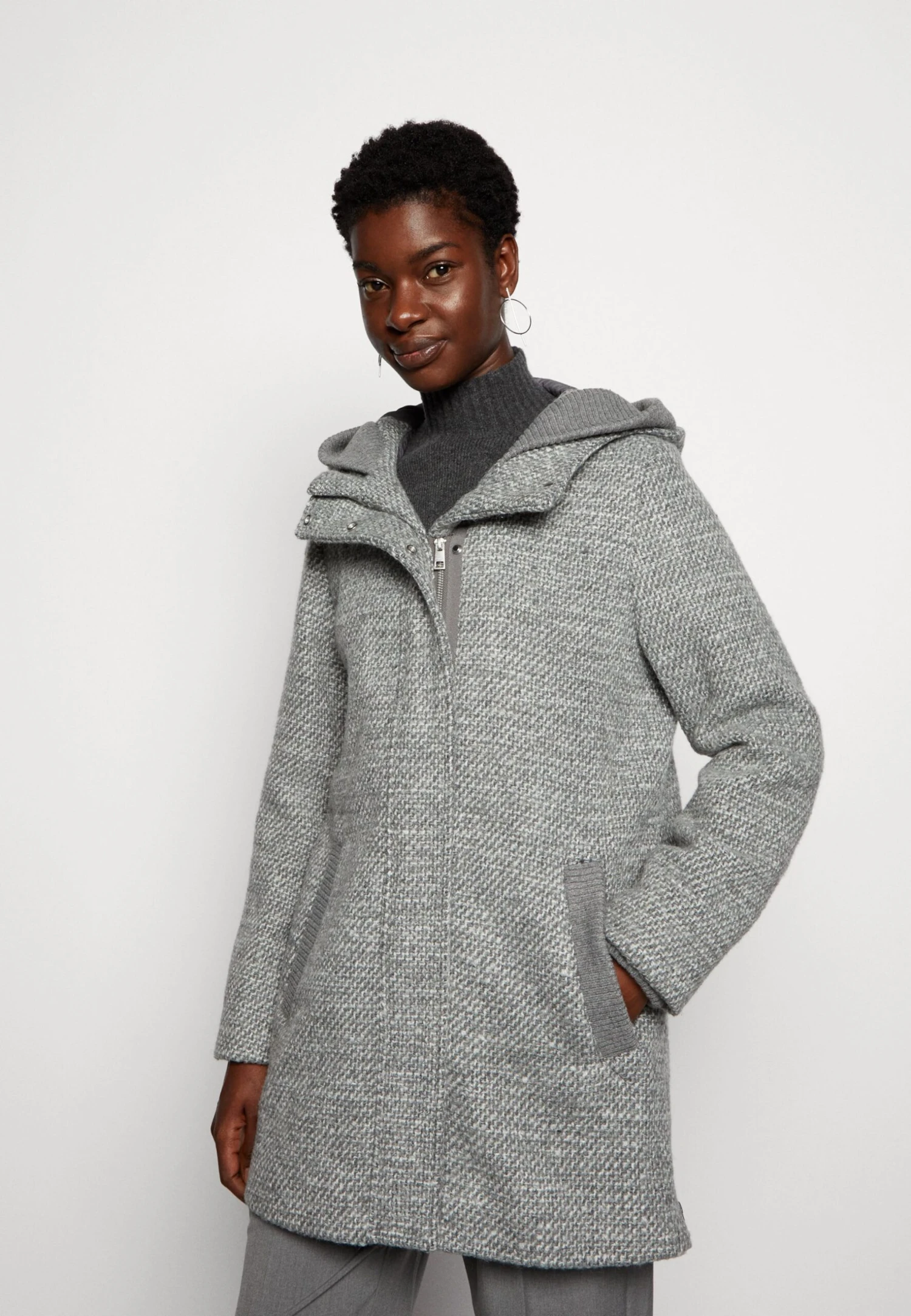 ESPRIT Coat - Halflange Jas - Light Grey 4 ESPRIT Coat - Halflange Jas - Light Grey - Afbeelding 4