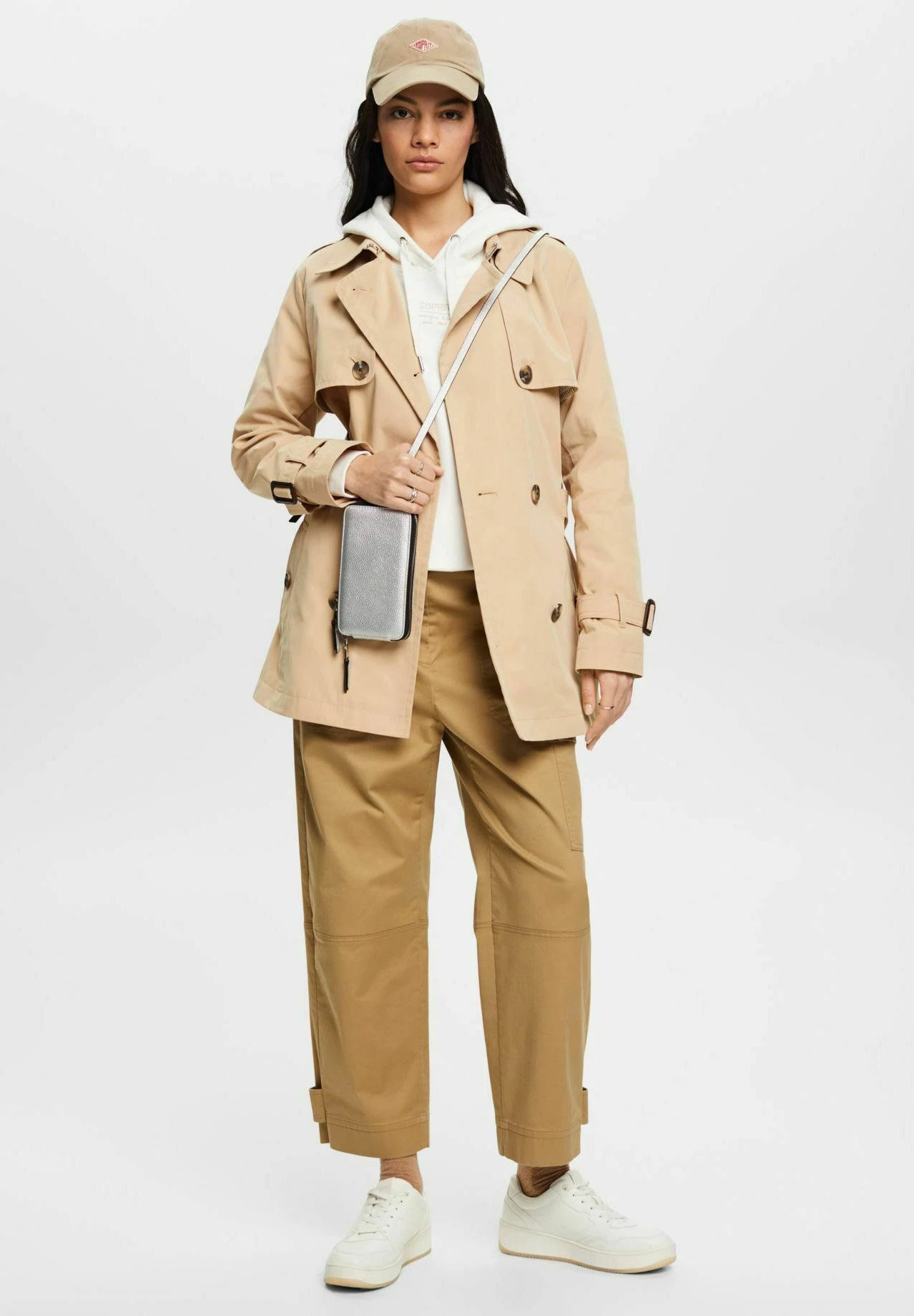 ESPRIT Kurzer Mit Gürtel - Trenchcoat - Sand 2 ESPRIT Kurzer Mit Gürtel - Trenchcoat - Sand - Afbeelding 2