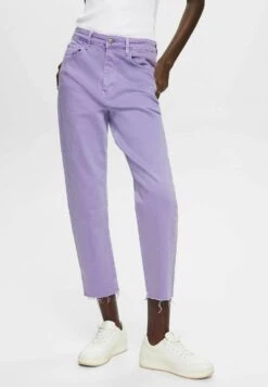 Edc By Esprit Cropped Mit Fransensaum - Slim Fit Jeans - Purple