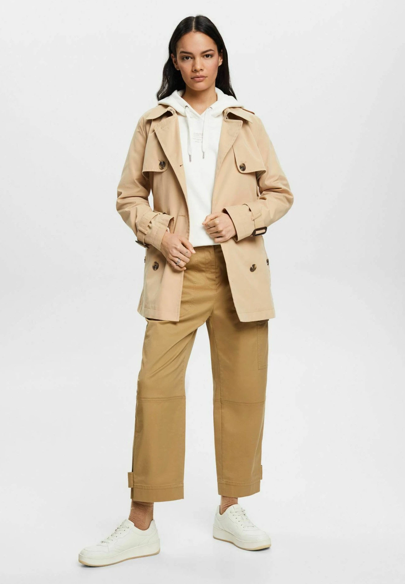 ESPRIT Kurzer Mit Gürtel - Trenchcoat - Sand 5 ESPRIT Kurzer Mit Gürtel - Trenchcoat - Sand - Afbeelding 5