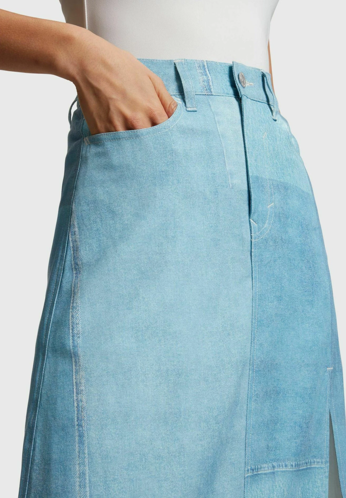 ESPRIT Mit Allover Print - A-Lijn Rok - Blue Medium Washed New 4 ESPRIT Mit Allover Print - A-Lijn Rok - Blue Medium Washed New - Afbeelding 4