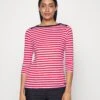 Edc By Esprit Full Needle Striped 3/4 Sleeve Tee - Longsleeve - Red