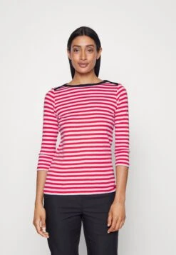 Edc By Esprit Full Needle Striped 3/4 Sleeve Tee - Longsleeve - Red