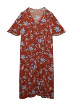 ESPRIT Curvy Midi Mit Allover-Muster - Jurk - Coral Orange