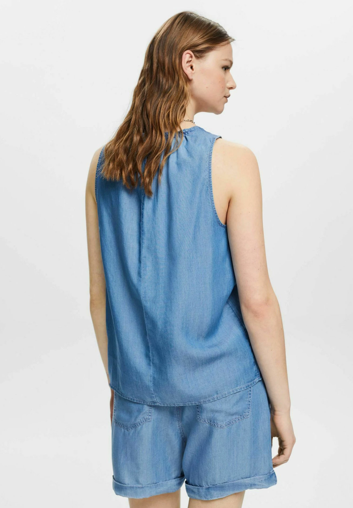 Edc By Esprit Ärmellose I Mit Rüschen - Blouse - Blue Medium Wash 3 Edc By Esprit Ärmellose I Mit Rüschen - Blouse - Blue Medium Wash - Afbeelding 3