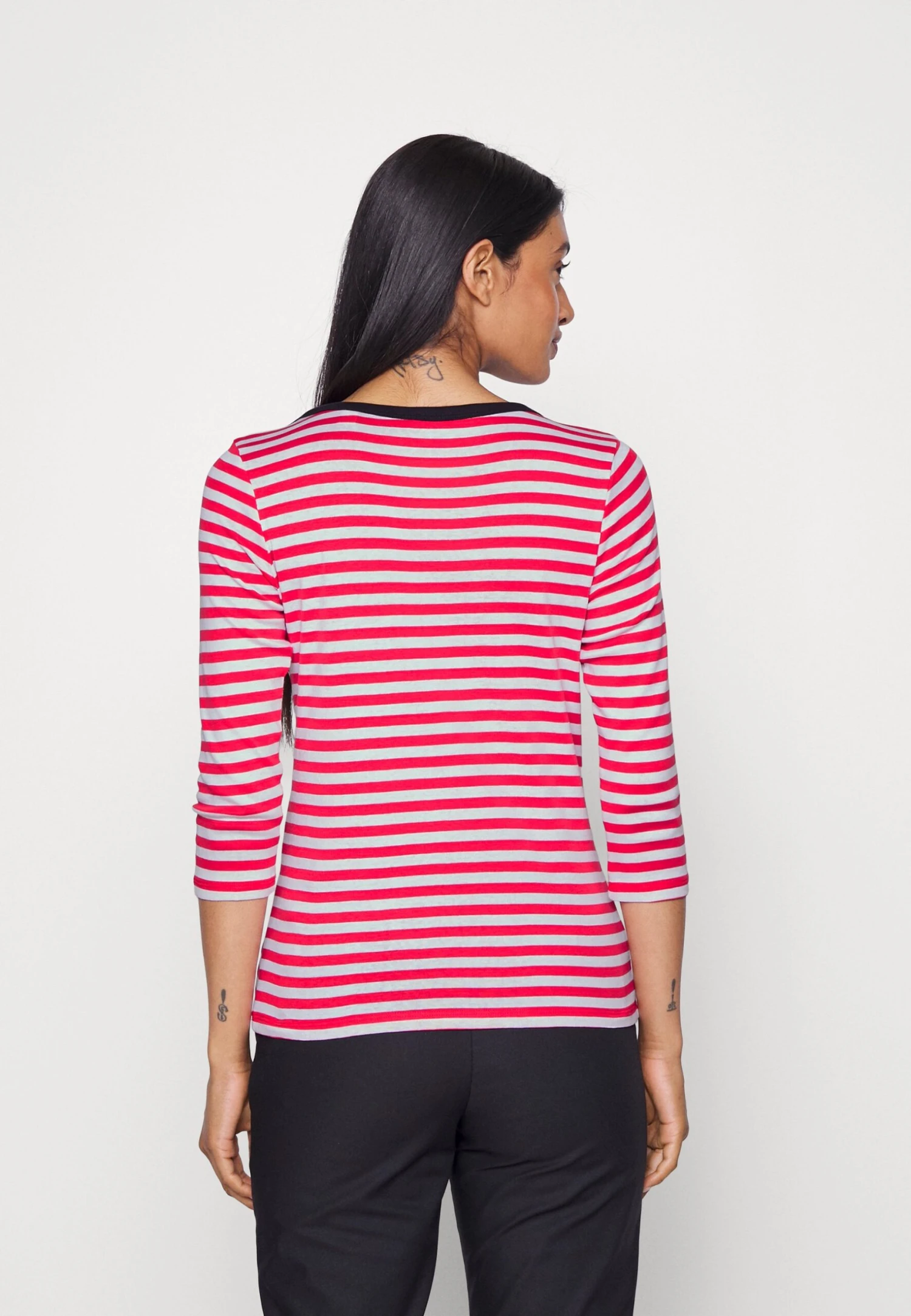 Edc By Esprit Full Needle Striped 3/4 Sleeve Tee - Longsleeve - Red 3 Edc By Esprit Full Needle Striped 3/4 Sleeve Tee - Longsleeve - Red - Afbeelding 3