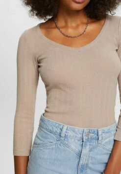 ESPRIT Im Pointelle Design - Longsleeve - Light Taupe -Esprit c61fd695906c40c5b05813fac1ed3e28