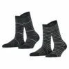 ESPRIT Fine Stripe 2-Pack - Sokken - Black