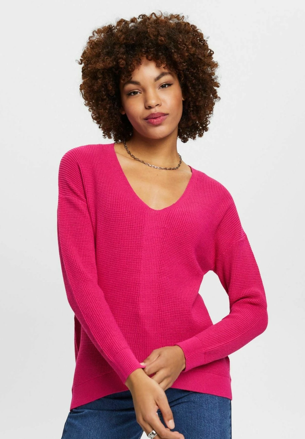 Edc By Esprit Mit V-Ausschnitt - Trui - Pink Fuchsia 1 Edc By Esprit Mit V-Ausschnitt - Trui - Pink Fuchsia