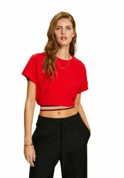 ESPRIT Cropped Mit Glitzer Detail - T-Shirt Print - Red