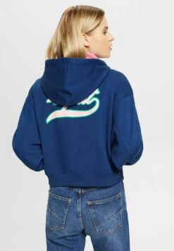 ESPRIT Cropped Mit Reissverschluss Und Logoprint Hinten - Sweater Met Rits - Ink