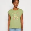ESPRIT Stitch Detail - T-Shirt Print - Pistachio Green