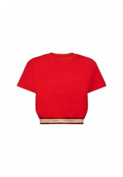 ESPRIT Cropped Mit Glitzer Detail - T-Shirt Print - Red -Esprit f12807655321418aa68fa9ee0aa2c74e