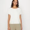 Edc By Esprit Pleat - T-Shirt Basic - Off-White