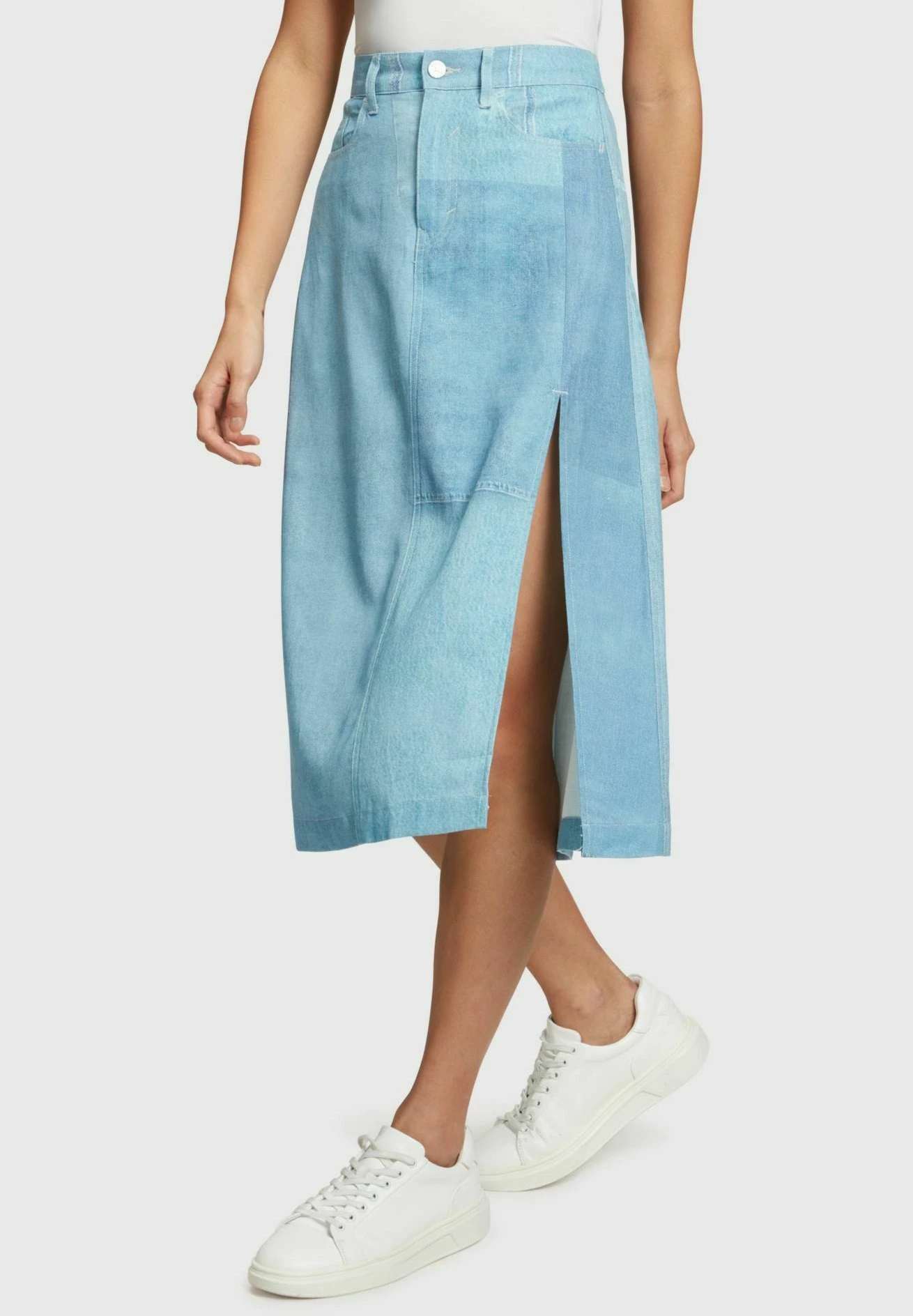 ESPRIT Mit Allover Print - A-Lijn Rok - Blue Medium Washed New 1 ESPRIT Mit Allover Print - A-Lijn Rok - Blue Medium Washed New